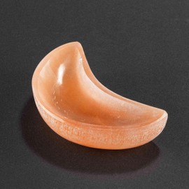 NKlaus Peach Selenite Moon Bowl 11.5 cm - Hand Carved Peach Selenite Bowl in Moon Shape, Ideal for Meditation, Energy Work and Healing, Spiritual Decoration for Harmony and Peace 16436