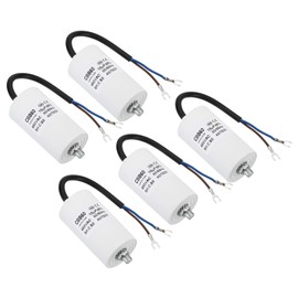 PATIKIL 15uf CBB60 Run Capacitor,5Pcs AC 450V U Terminal Wires 50/60Hz Cylinder Bottom with M8 Screw for Washing Machine, Cleaning Machine Pump Motor Star