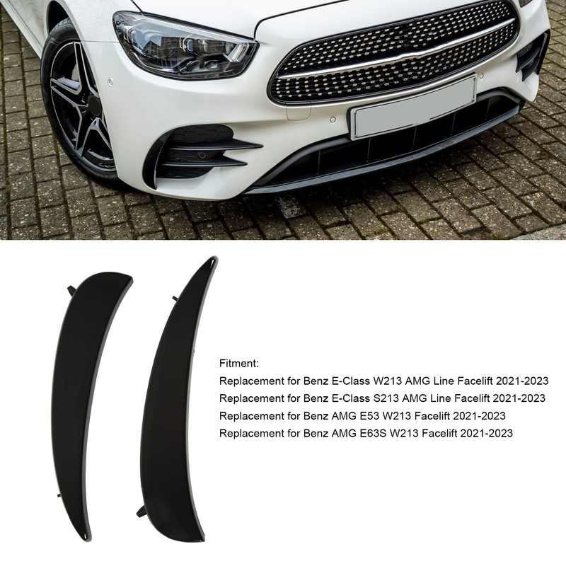 Gloss Black Front Bumper Fog Grille Air Vent Trims Replacement
