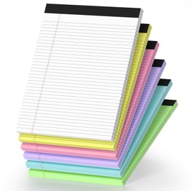6 Pack Legal Pads 8.5 x 11 College Ruled Colored Note Pads 8.5" x 11" Lined Paper Chipboard-Backed Notepad with Micro-Perforated Notebook Paper for Office & School Supplies 50 Sheets/Pad