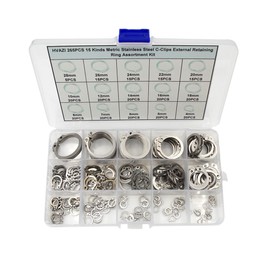 HVAZI 265PCS Metric 304 Stainless Steel C-Clips External Retaining Ring Assortment Kit