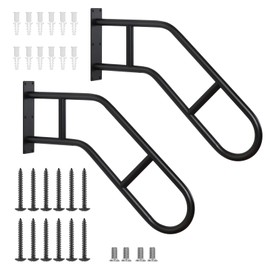 SMONTER Wall Mounted Handrails for Outdoor Stairs, U-Shaped Grab Bars Indoor, 1-3 Steps Garage Railing, Safety Metal Hand Rail for Elderly, Disabled, Pregnant Women, 2 pcs