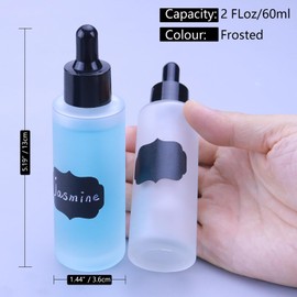 Matifaner 4 pcs 2 oz Frosted Glass Dropper Bottles,Glass Essential Oil Jars Frosted, 60ml Clear Frosted Essential Oil Bottle with Glass Eye Dropper for Essential Oil,Tincture