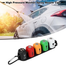 A ABSOPRO High Pressure Washer Fan Shaped Spray Nozzle Tips with Base Quick Connector Multiple Degrees 1/4 INCH Pressure Washer Tips Stainless Steel Plastic