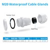 10 Pack M20 20mm IP68 Waterproof White Cable Glands, Suitable