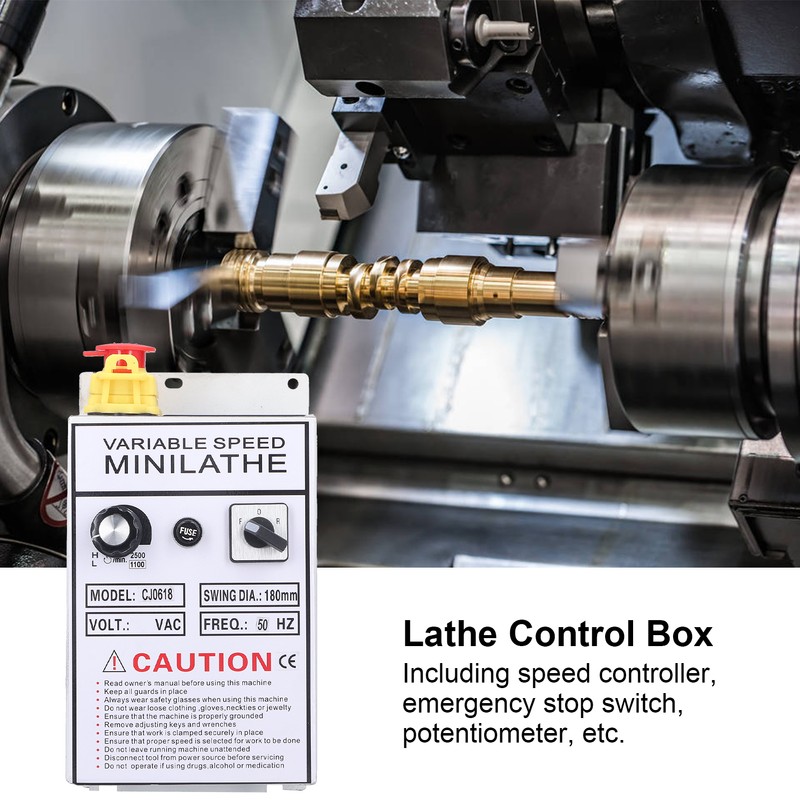 Lathe Control Box Speed Controller Assembly Switch Fuse for 0618‑3B