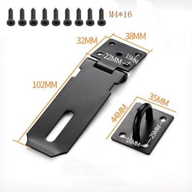 Padlock Hasp, KAIISSA High Performance Hasp Staple Security Door Bolt with Screws, Door Lock Gate Lock Shed Lock for Door, Window, Cabinet, Pet Cage, Black