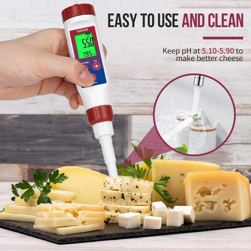 Smart pH Meter for Food, GIDIGI Digital Food pH Tester,