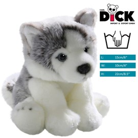 Carl Dick Husky sitting, 8.5 inches, 22cm, Plush Toy, Soft Toy 3134