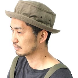 Regnuu Pork Pie Hat, Men's, Large Size, Plain, 100% Cotton, Pork Pie, Large Hat, Golf Hat, Spring, Summer, Spring, green