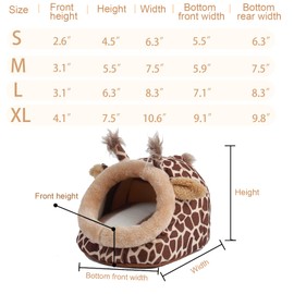ABLAZEZAI Guinea Pig Bed with Mat, Hamster Soft Hideout House, Small Pet Animals Warm Nest Cage for Bunny Rabbit Sugar Glider Chinchilla Hedgehog (Giraffe, M)
