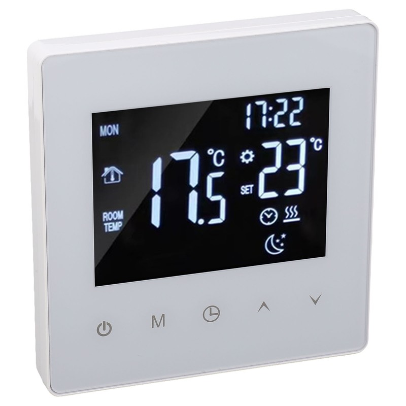 White Intelligent Thermostat Touch Screen 16A LCD Display Smart Temperature