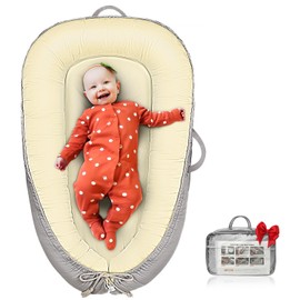 Baby Lounger - Infant Lounger for Newborn 0–26 Months, Waterproof Inner Cover and Pure Cotton Breathable Baby Nest Cover, Newborn Lounger for Baby Boys & Girls, Portable Lounger for Home and Travel