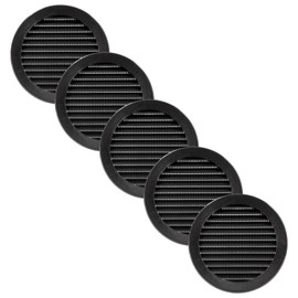 Vent Systems 5'' Inch - Pack of 5 - Black Soffit Vent Cover - Round Air Vent Louver - Grill Cover - Built-in Insect Screen - HVAC Vents for Bathroom, Home Office, Kitchen