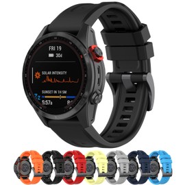 Disscool Replacement Wristbands Compatible with Garmin Descent MK3 51mm/Descent MK3i 51mm, 26mm Adjustable Soft Silicone Wrist Strap with Quick Release Watch Accessories(Black)