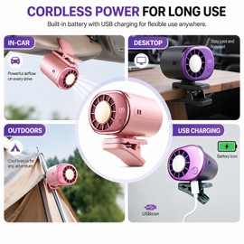 Clip on Fan, 360° Rotate Wearable Mini Fan, 199 Speeds LED Display