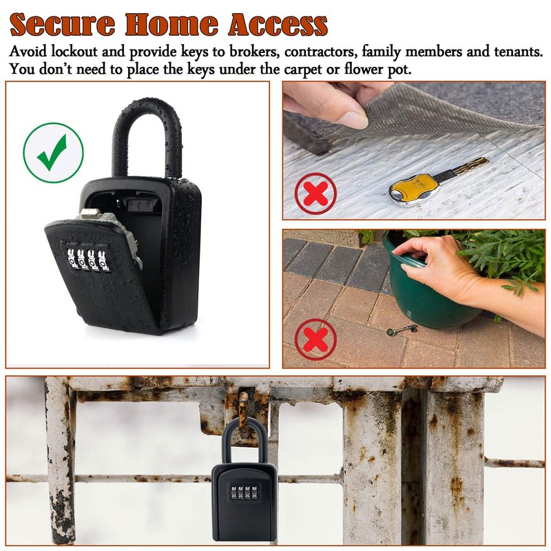 Protable Key Storage Security Lock,V-Resourcing® Door Knob Mounted Re-settable 4