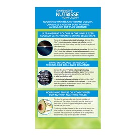 Garnier Nutrisse Ultra Nourishing Hair Color Creme with Triple Oils, Permanent Dye for 100% Gray Coverage, Blue Curaçao IN2 (Packaging may vary)