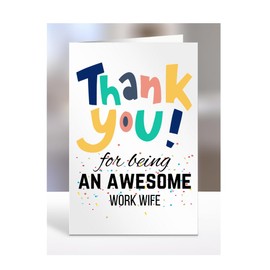 Thank you for being an awesome Work Wife card, Happy Birthday, gifts for men, women, male, female, him, her, presents for Christmas, to say, A5-143_215