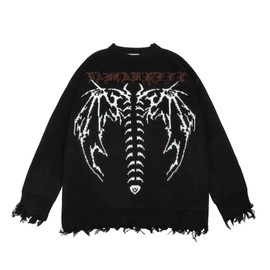 Retro Fairy Grunge Aesthetic Sweater Women Goth Punk Harajuku Tops Y2k Dark Alternative Men Clothes Black