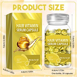 Haar-Vitamin-Serum-Kapsel, Hair Treatment Serum,Angereichert mit marokkanischem Öl und Ginseng-Extrakt, Vitaminen A, C, E und Pro B5, kein Ausspülen nötig, für alle Haartypen geeignet（Gold）
