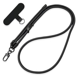 Phone Lanyard Universal Crossbody Adjustable Neck Strap Compatible with Most Smartphones (Black)