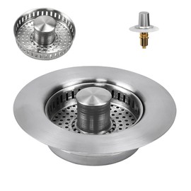 EUIEUT Sink Plug Strainer, 3 in 1 Kitchen Sink Strainer Stainless Steel Pop Up Sink Drainer Plug Universal Strainer and Plug for Sink Holes with Diameter of 75-87 mm and Depth > 37mm