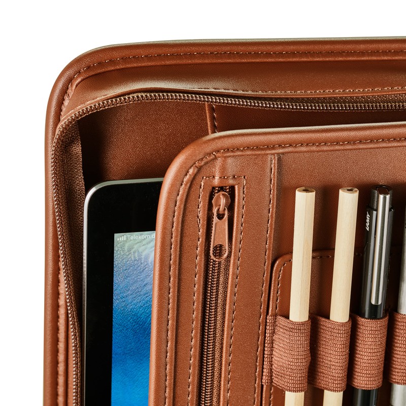 Onvaya® A4 Conference Folder, Black/Brown/Cognac, Files Folder, Business Folder, Writing