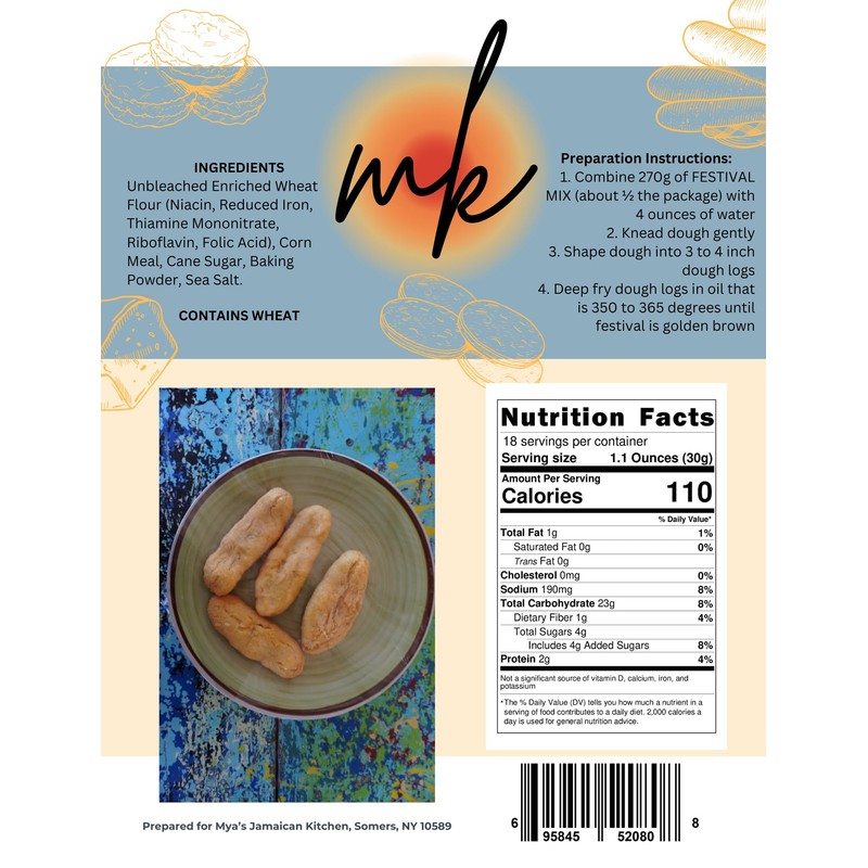 Jamaican Festival Mix, Traditional Caribbean Corn Dumpling Mix, 16 Oz
