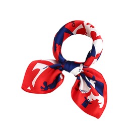 LSHARON SILK Women's 100% Mulberry Silk Scarf Graphic Print Silk Scarf ，53 * 53cm (Deer - Red)