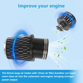 EOPOAYI Upgraded 62mm Air Filter Kit Compatible with Predator 212cc 196cc 6.5Hp GX160 GX200 Clone Engine Coleman CT200U CT200U-EX BT200X KT196 Baja Warrior MB200 MB165 Mini Bike Go Kart Parts