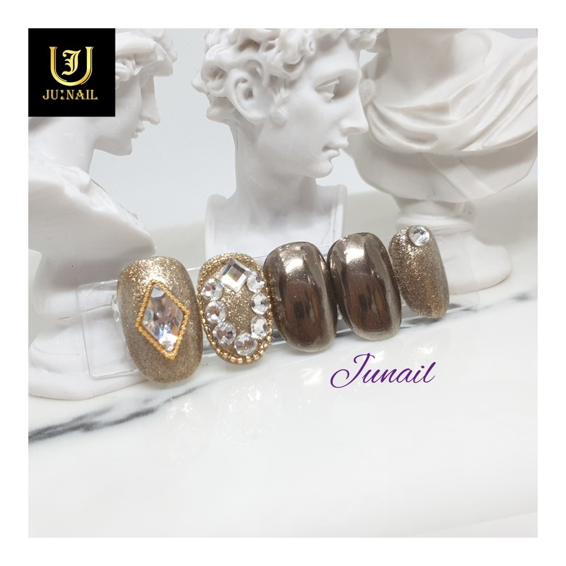 Champagne Gold Handmade Nail Tips - Long Almond / 샴페인골드