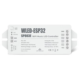 BTF-LIGHTING ESP32 WLED LED Strip Controller SP803E Built-in Mic DIY Dynamic Modes UART USB Type-C Download for WS2811,WS2812,SK6812,WS2814,WS2815 Addressable LED Strip/Matrix,PWM Dimming CCT RGB LED