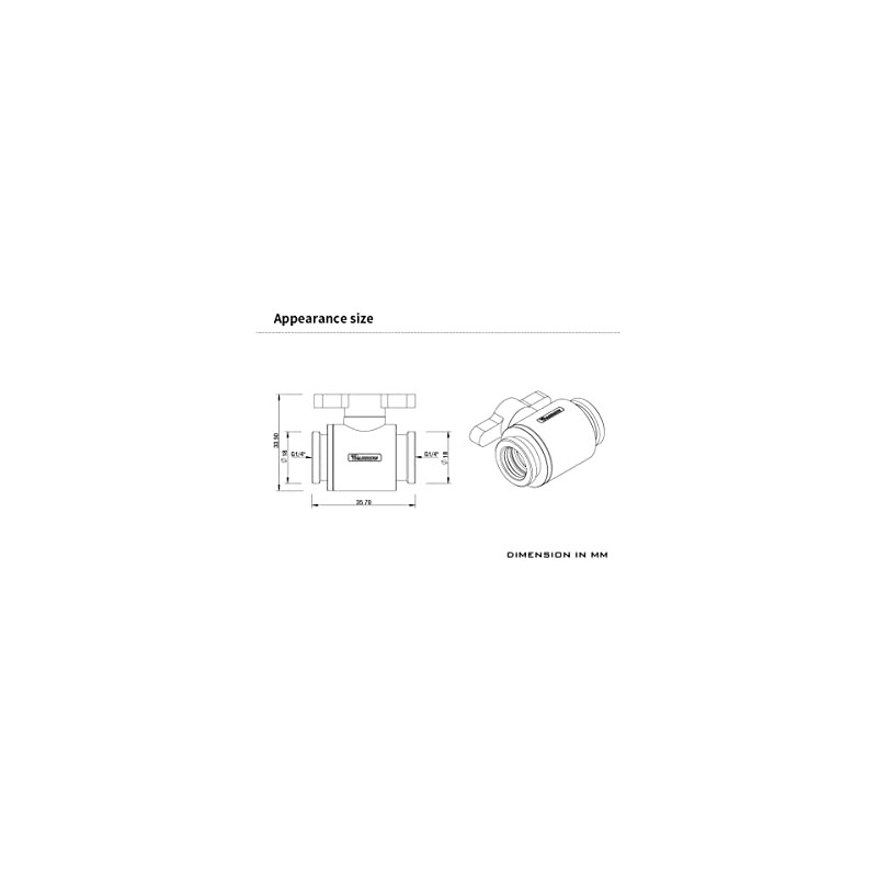 Barrow Mini Water stop valve - Black main body +