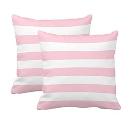 Leaveland Pink and White Stripe Set of 2 20x20 Inch Cotton Polyester Square Throw Pillow Cover Decorative Soft Cushion Case Fall Autumn Winter Christmas Home Decor Sofa Standard Size Accent Pillowcase