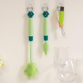 Chemimoso Adjustable Handle Length (10.5-13.8in) Water Cup Cleaning Bottle Brush, Silicone Baby Bottle Brush, Pot Brush Cleaner for Cleaning Neck Bottles, Tumblers, Vase, Green