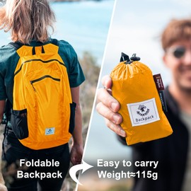 4Monster Packable Backpack Ultra Lightweight, Foldable Backpack Water Resistant, Hiking Daypack for Travel Camping Outdoor, Daily Walk-around, Cycling, Sports, Excursions(Orange, 16L)