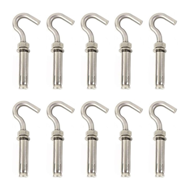 UFURMATE M6 Expansion Hooks, 10Pcs Stainless Steel Expansion Screw Bolts