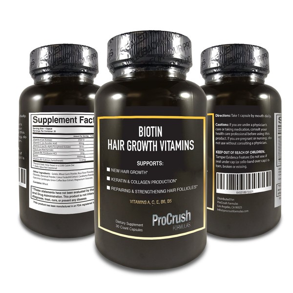 Biotin Hair Growth Support Multivitamins- Grow Longer, Fuller, Thicker, Healthier Hair. Natural Supplement Vitamin for Skin