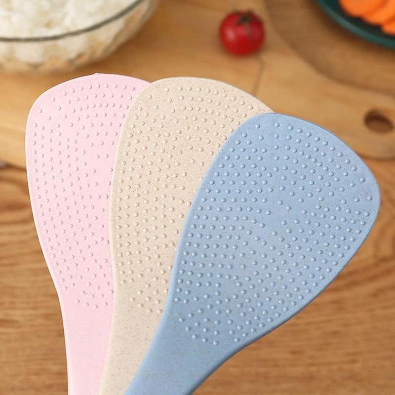 Pink Wheat Straw Rice Paddles, Non-Stick Rice Scoopers Durable Rice