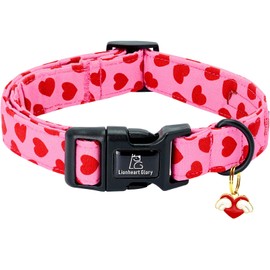 Lionheart glory Valentine's Dog Collar-Red Hearts Cute Spring Dog Collar for X-Small Dogs Female Male Adjustable Heavy-Duty Puppy Collar Holiday Pet Gift