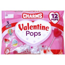 Charms 3 Flavors. Classroom Friendly 12 Valentine Pops. Glutten/Peanut Free.4.23 0z.