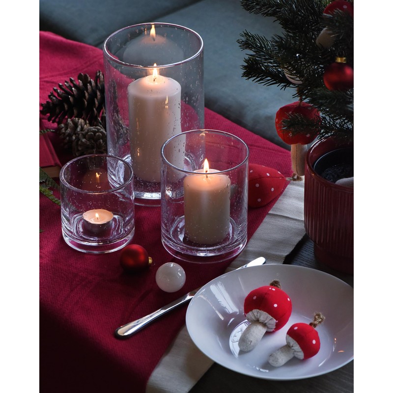 ARIAMOTION Hurricane Glass Candle Holders Set, Pillar Votive,Clear Seeded Bubbles
