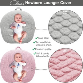 Strechy - Funda para tumbona para recién nacido, extraíble y ultra suave, de BlueSnail (2 unidades, rosa y gris claro)