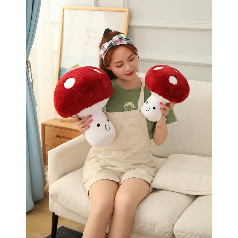 Hynbasea 3D Creative Plush Pillows Mushroom Cute Surprised Mushrooms Throw
