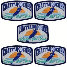 Ssyuysto 5Pcs Chattahoochee Water Ski Club Iron on Patches Vintage Lake Life Skier Georgia Alabama River Embroidered Appliques Decor for Clothing Jackets Jeans Backpacks Trucker Hats Bags DIY Repair