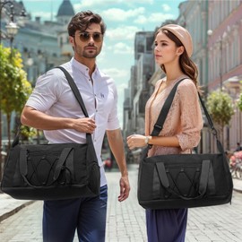 SUIKIHUM Lightweight Gym Bag for Men & Women, Water Resistant Sports Duffel Bag with Shoe Compartment & Wet Pocket for Travel Weekender & Fitness, Black