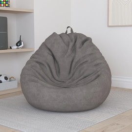Nobildonna 3 ft Bean Bag Chair Cover (No Filler) 35"×43" Large Stuffed Animal Storage Bean Bag Washable Big Beanbag Chair Cover Premium Corduroy Bean Bag Cover for Adults,Kids,Warm Grey 300L