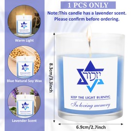 Yahrzeit Candles - Yahrzeit Memorial Candles, Jewish Sympathy 24 Hour Prayer Mourning Memory for Deceased, Jewish Remembrance Gift for Loss of a Loved One, Yahrtzeit Funeral Decoration Blue Soy Wax