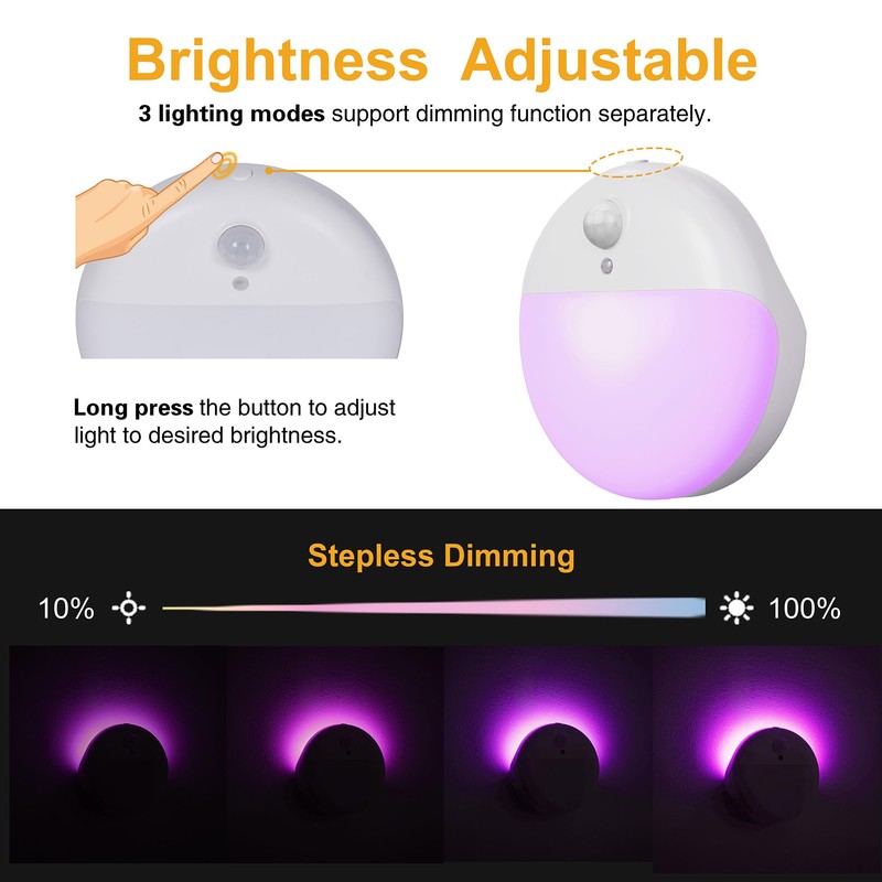 YUNLEX 2 Pack Purple Battery Night Light, Motion Activated Night